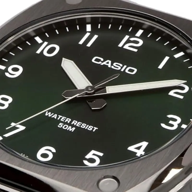 Casio Enticer Green Dial Black Ion Plated Men's Watch- MTP-E730B-3AV